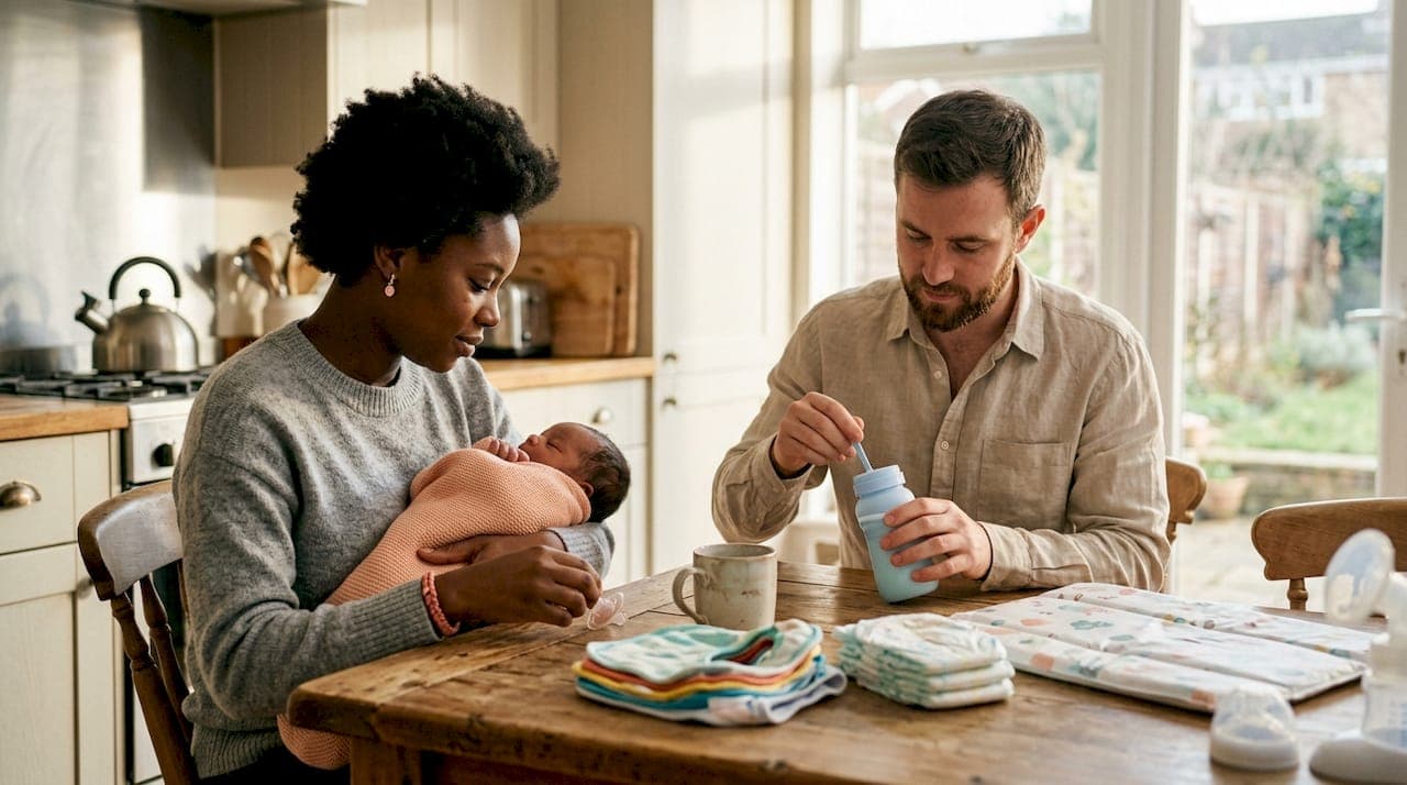 New parents caring for twin babies at home